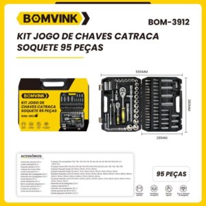Kit Jogo de Chave Catraca Soquete 95 Pçs BOMVINK BOM-3912