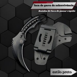 Faca Karambit Todd Begg Full Tang C/Bainha Sobrevivencia CJ-02 Preto