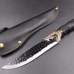 Faca Artesanal Churrasco Inox 30cm Com Bainha Couro DJ407