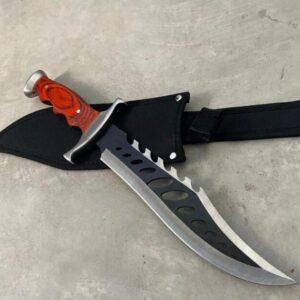 Facão Tático Lamina Prata Black Aço 440 C/ Serra+ Bainha TB-0885