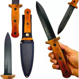 Faca Caça Pesca Churrasco Punhal Preta Full Tang A143