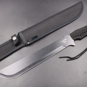 Faca Tática Fulltang 41cm Caça, Pesca e Sobrevivência C/ Bainha e Cabo Paracord Preto K32