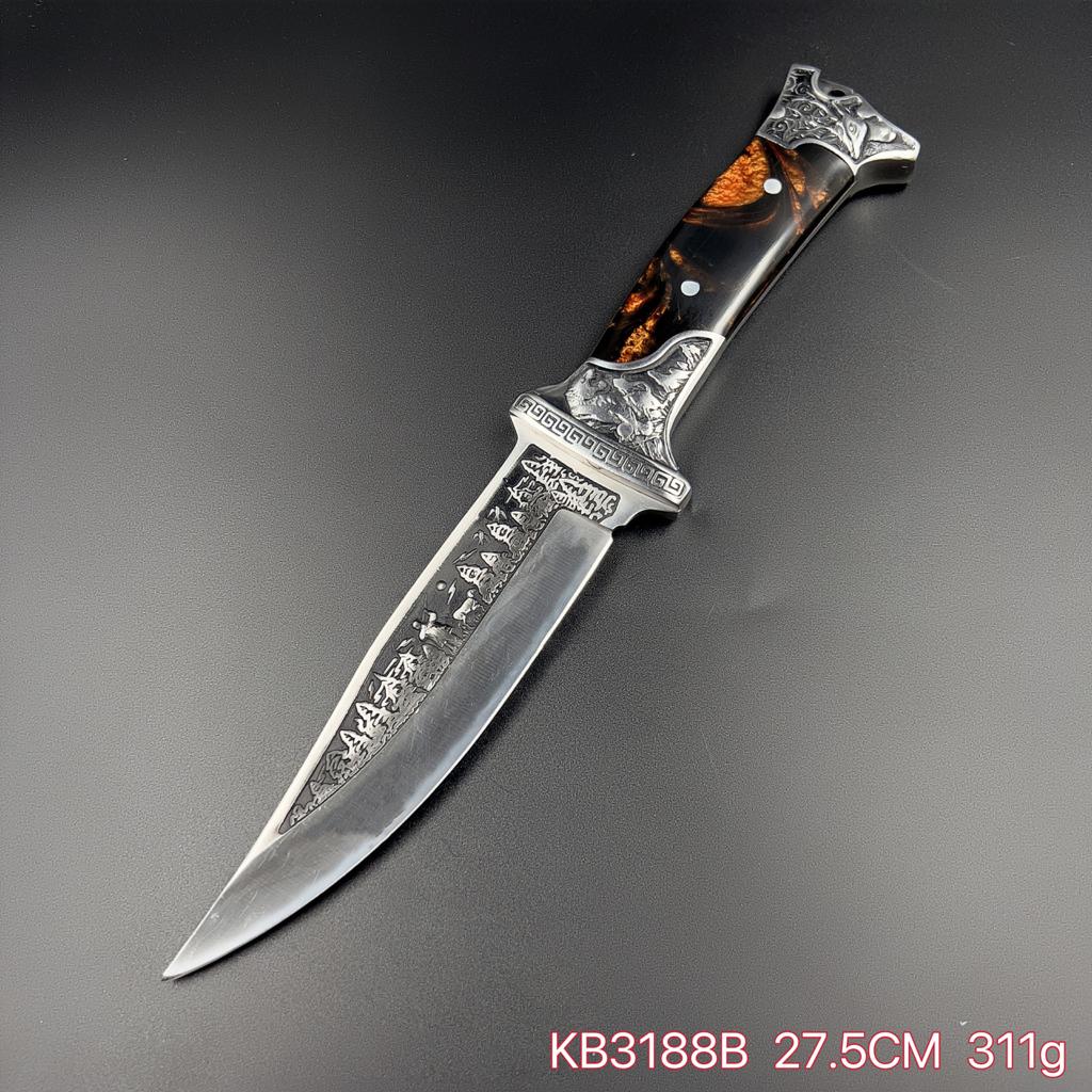 Faca De Caça Damasco Artesanal KB3188B