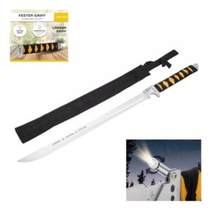 Facão Katana Full Tang Samurai Com Fio De Corte Com Lanterna K12