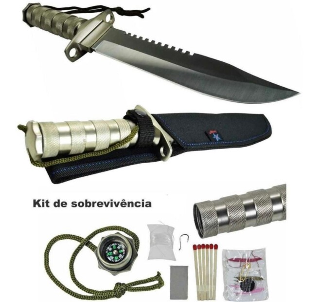 Faca Tática Rambo Combate Militar Sobrevivência Com Bainha-PT