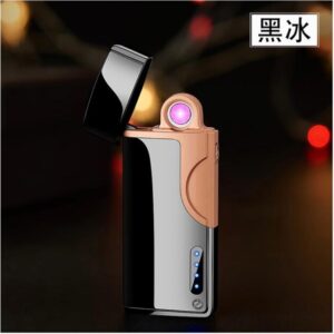 Isqueiro Giratório De Plasma Recarregável A Prova De Vento Usb Turbo Elétrico Q-2353-Preto