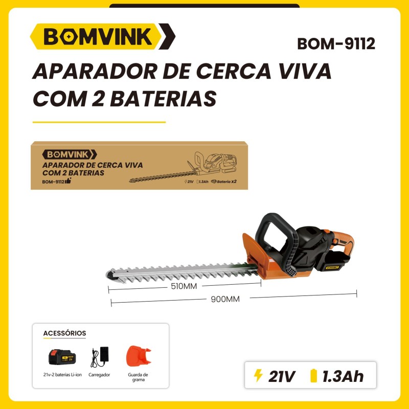 Aparador de Cerca Viva com 2 Baterias BOMVINK BOM-9112
