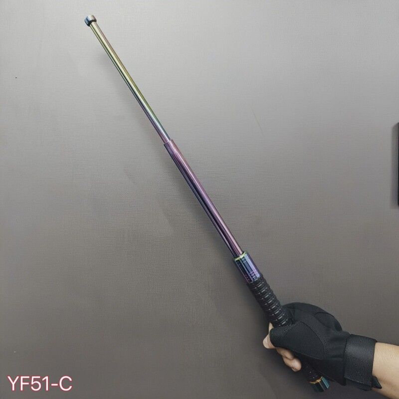 Bastão Retrátil Auto Defesa Pessoal Aço Ponta Maciça YF51-Colorido