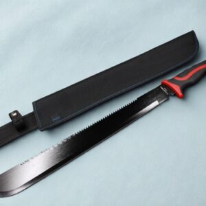 Facão Tático Aço Inox 62cm Caça, Pesca e Sobrevivência C/ Serra Para Corda, Cabo Emborrachado e Bainha de Nylon K49