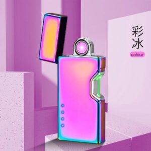 Isqueiro Giratório De Plasma Recarregável A Prova De Vento Usb Turbo Elétrico H-06-Color