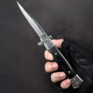 Canivete Madeira Milano Máfia Stilleto Lâmina Aço C/clip E Trava CJ-104