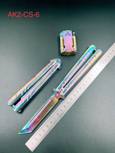 Canivete Butterfly Cs Go Trava Mola Afiado Manobras Aço Profissional AK2-CS-6