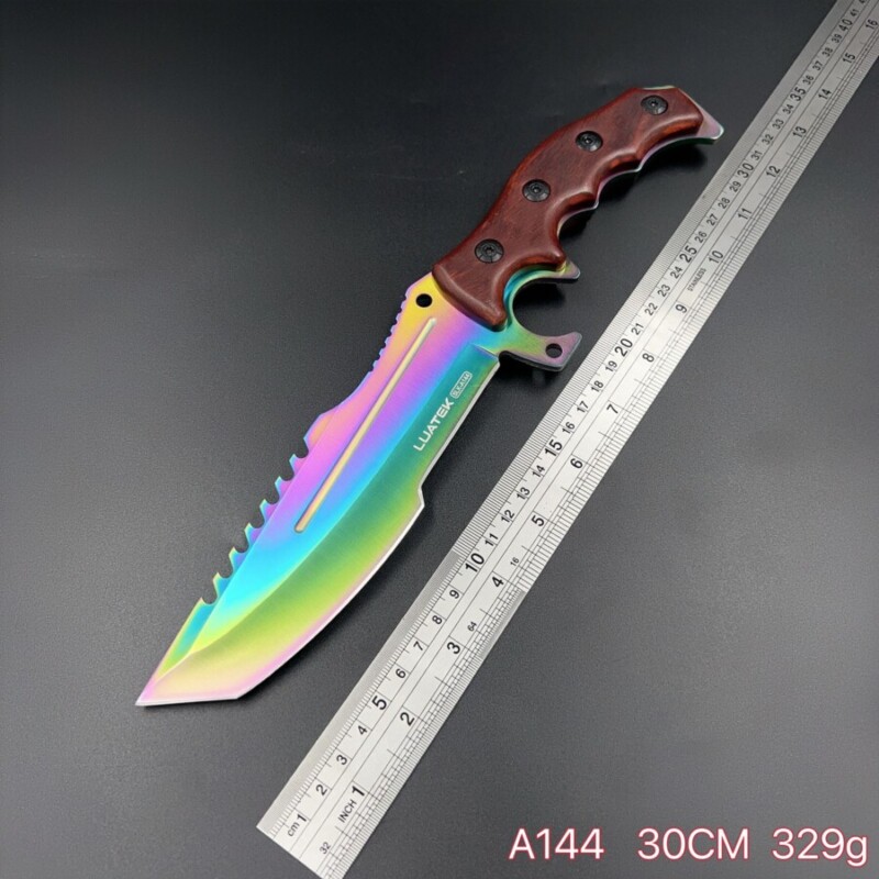 Faca Sobrevivência Color Huntsman Fulltang Cabo Madeira A144