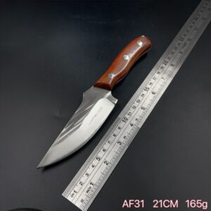 Cutelo Profissional Fultang Aço Cabo Madeira E Bainha Couro AF92