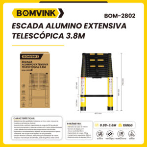 ESCADA DE ALUMINIO EXTENSIVA TELESCÓPICA BOMVINK BOM-2802