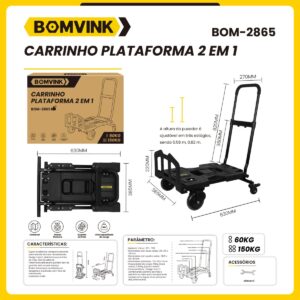 CARRINHO PLATAFORMA 2 EM 1 BOMVINK BOM-2865