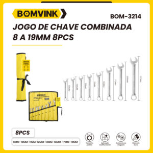 Jogo De Chave Combinada 8 a 19mm 8Pçs BOMVINK BOM-3214