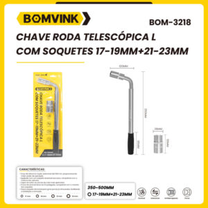 Chave Roda Telescopica L com Soquetes 17-19mm+21-23mm BOMVINK BOM-3218