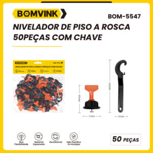 Nivelador Piso a Rosca 50 Peças com Chave BOMVINK BOM-5547