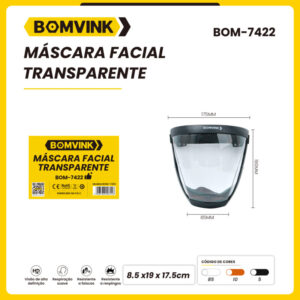 MÁSCARA FACIAL TRANSPARENTE BOMVINK BOM-7422