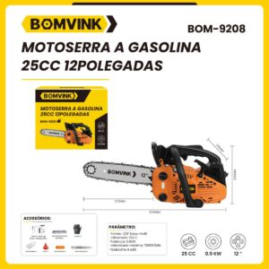 MOTOSERRA A GASOLINA 25CC 12 POL BOMVINK BOM-9208