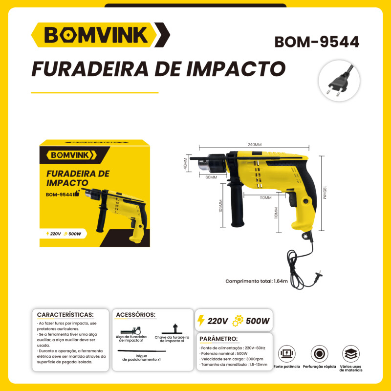 Furadeira de Impacto 220v BOMVINK BOM-9544