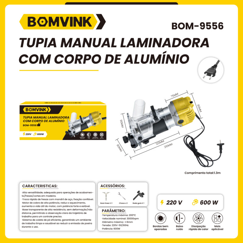 Tupia manual Laminadora com Corpo de Alumínio 220V BOMVINK BOM-9556