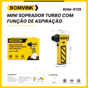 Mini Soprador Turbo Com Função de Aspirador BOMVINK BOM-9729