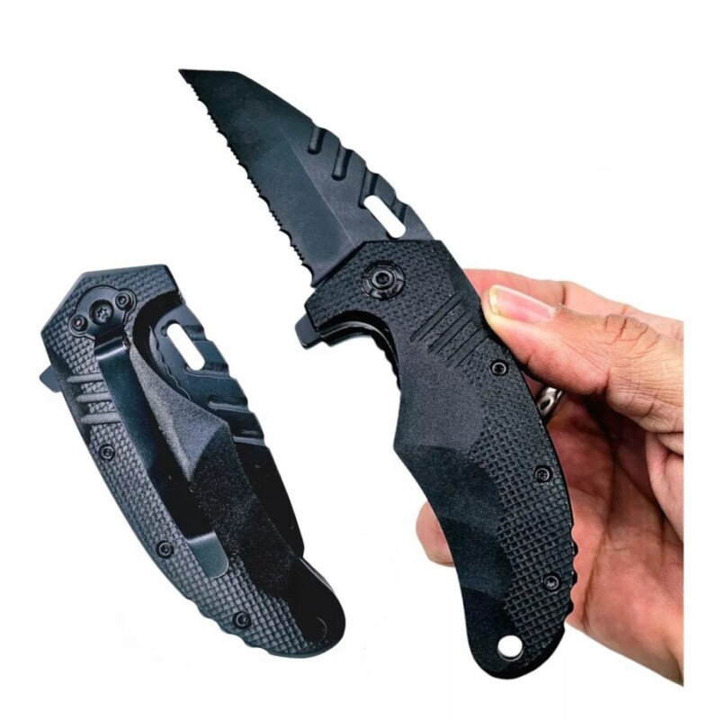 Canivete Black Xtreme Serrilhado Tático Semi Automático F75