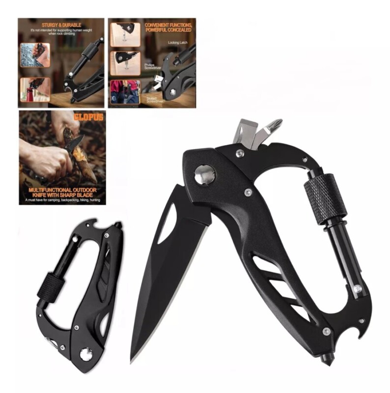 Canivete Black Chaveiro Mosquetão 6×1 Acampamento Caminhada 20800