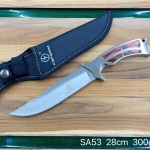 Faca De Caça Pesca Churrasco Luxo Fulltang Inox Cabo De Madeira SA53