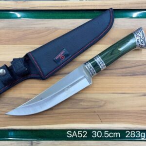 Faca De Caça Pesca Churrasco Luxo Fulltang Inox Cabo De Madeira SA52