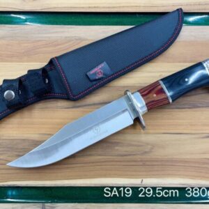 Faca De Caça Pesca Churrasco Luxo Fulltang Inox Cabo De Madeira SA19