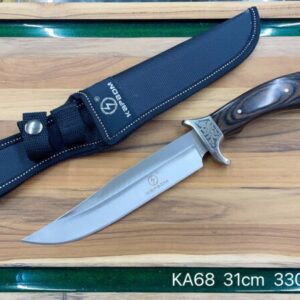 Faca De Caça Pesca Churrasco Luxo Fulltang Inox Cabo De Madeira KA68