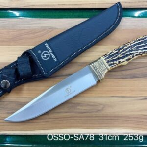 Faca De Caça Pesca Churrasco Luxo Fulltang Inox Cabo Design Ossado OSSO-SA78-1313