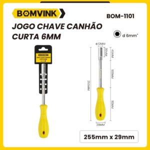 Jogo de Chave Canhão Longo Soquete Profissional 6MM BOM-1101