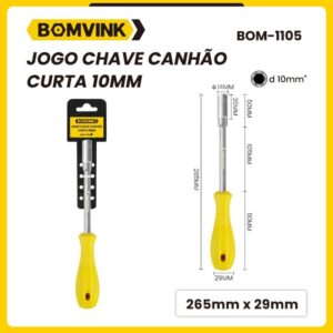 Jogo de Chave Canhão Curta Soquete Profissional 10MM BOM-1105