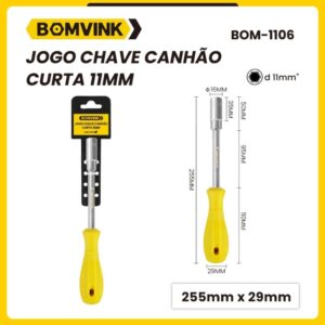 Jogo de Chave Canhão Curta Soquete Profissional 11MM BOM-1106