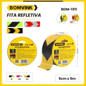 Fita Refletiva Vermelha e Cinza Prova d'gua 5cm x5m BOM-1311