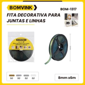 Fita Decorativa Siliconada para Juntas, Linhas e Azulejo 8mm x 6m BOM-1317