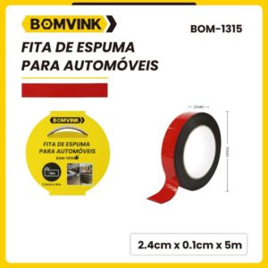 Fita de Espuma para Automóveis Dupla Face Versátil Uso em Veículos, Escritórios e Residências  BOM - 1315