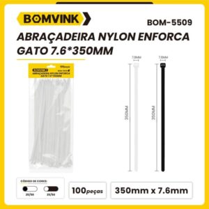 Abraçadeira Nylon Enforca Gato. 7.6 x 350mm BOM-5509