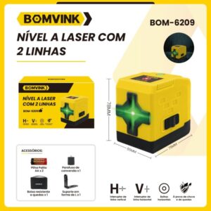 Nível a Laser Profissional com 2 Linhas e 4 Acessórios BOM-6209