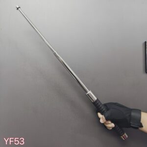 Bastão Retrátil Auto Defesa Pessoal Aço Ponta Maciça YF53-Prata