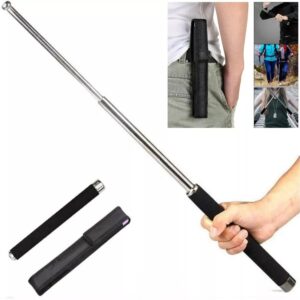 Bastão Cassetete Retrátil Em Aço Cromado Auto Defesa 65cm YRG-5