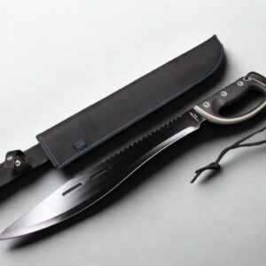 Facão Tático Aço Inox 62cm Caça, Pesca e Sobrevivência C/ Serra Para Corda, Cabo Emborrachado e Bainha de Nylon K62