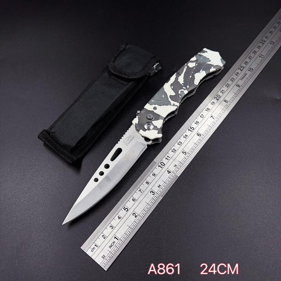 Canivete Tático Automático Rápido Camuflado + Bainha A861
