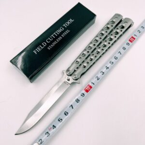 Canivete Faca Butterfly Balisong Prata Tático Lâminatanto 06-1096