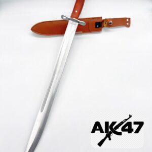 Facão Fulltang 60cm Tática Ak47 Baioneta Russa 60cm Bainha Couro K29