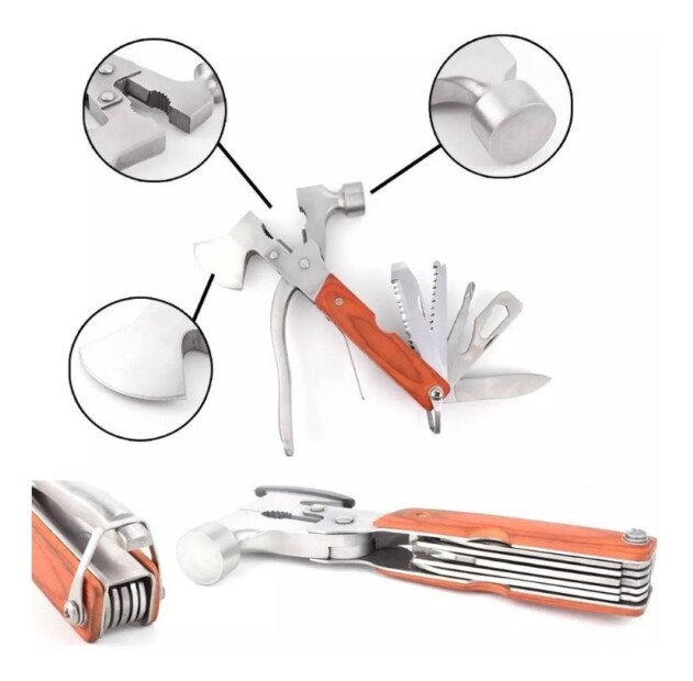 Martelo Alicate Canivete Multifuncional Pesca Caça Camping-LE-1918